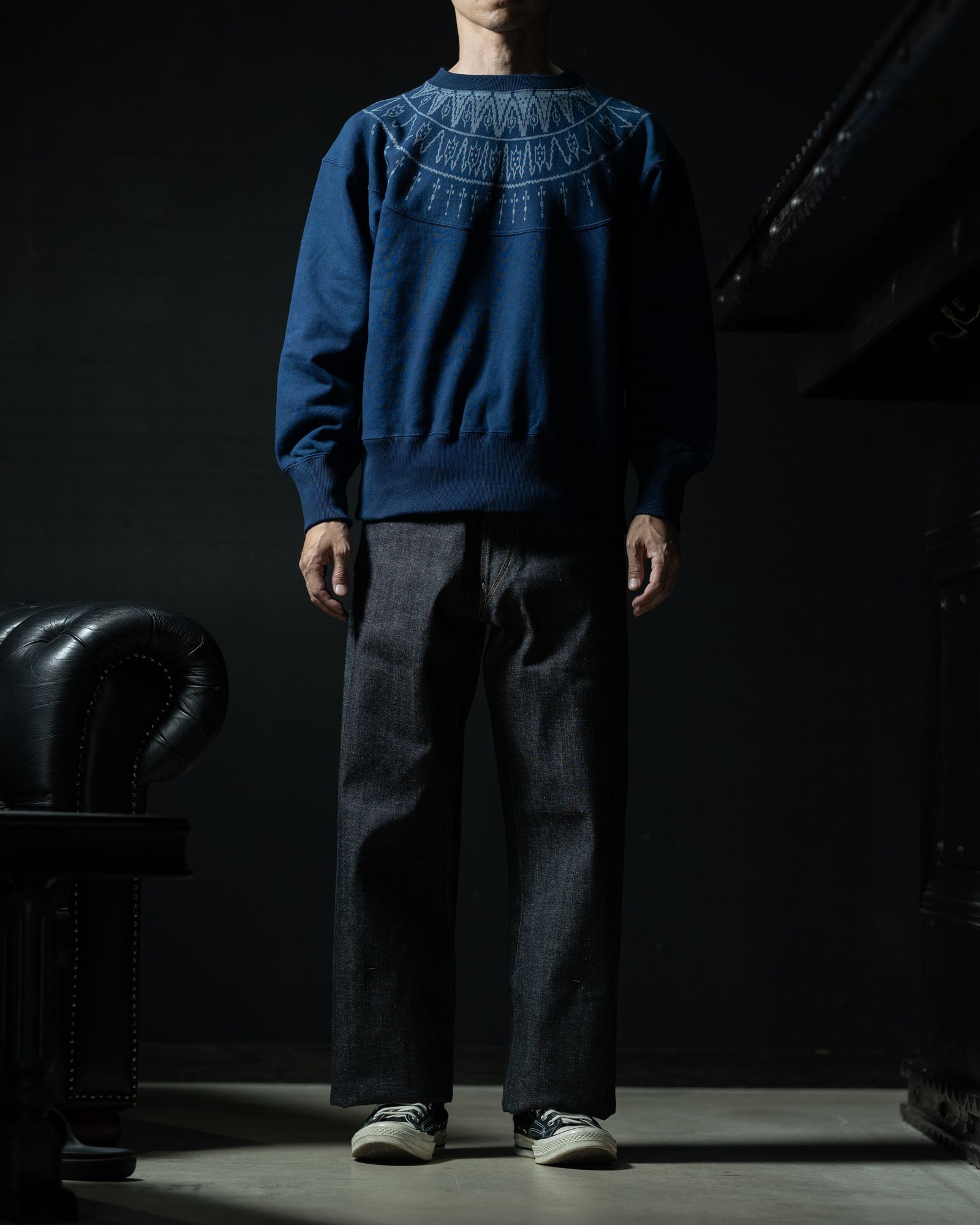 Lot. 624 NORDIC PATTERN SWEATSHIRT INDIGO - TAIGA TAKAHASHI