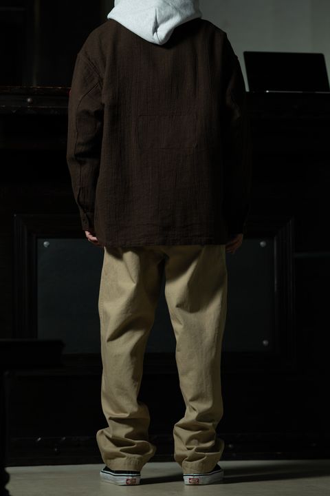 Brown Layer — C.E Welt Pocket Zip Shirt Jacket × AS TrackNAV HOODY × Washed Cotton One Tuck Pants