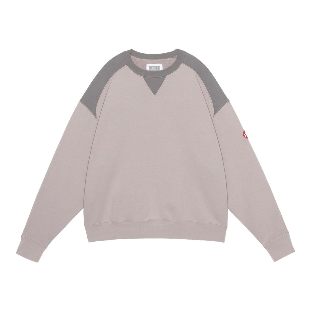 Panel Shoulder Crew Neck Beige