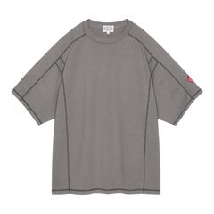 Crew Neck DBL Knit Short Sleeve Charcoal