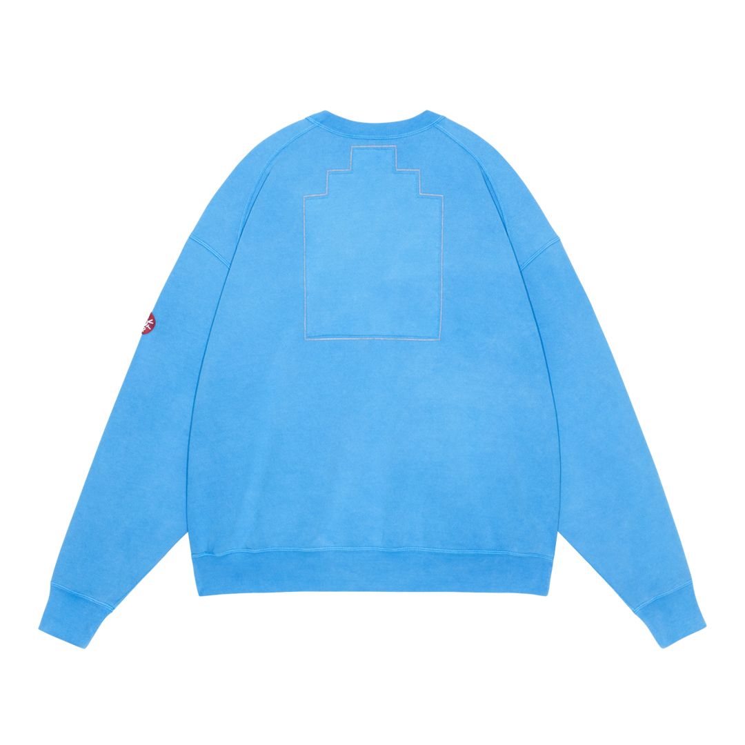 Overdye Panel Shoulder Crew Neck Blue