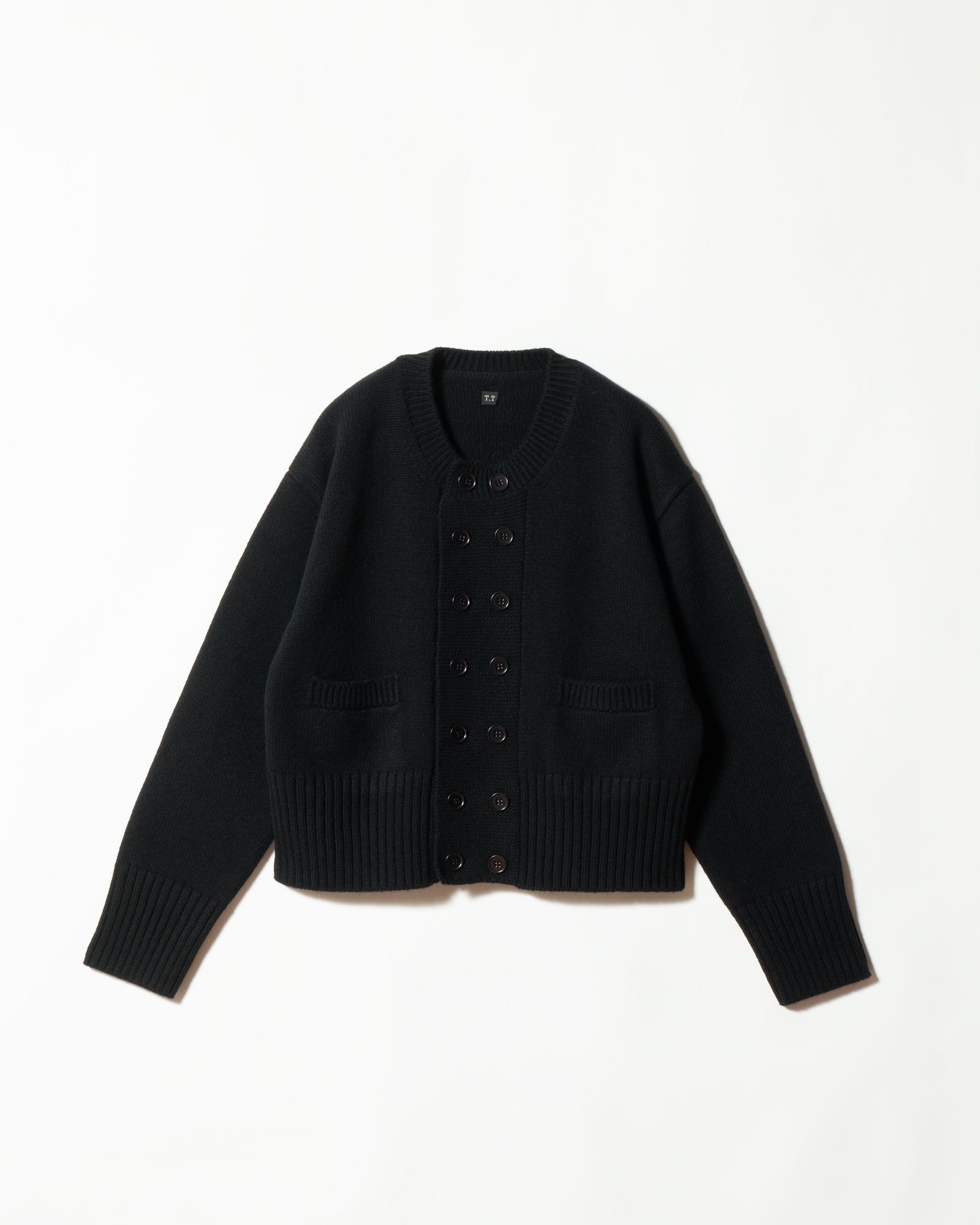 LOT.506 DB CARDIGAN CASHMERE WOOL BLACK - TAIGA TAKAHASHI