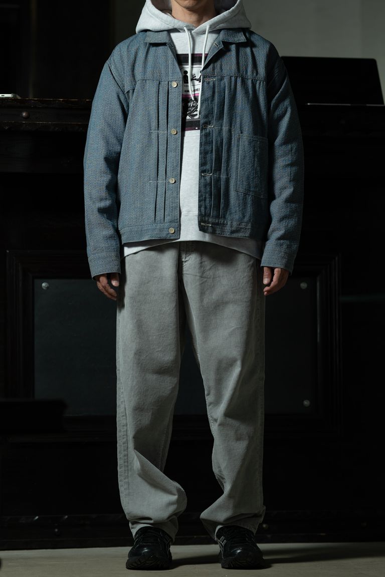 Indigo Craft — T.T Lot.309 Buckle-Backed Jacket × C.E AS TrackNAV HOODY × 1992 COLOUR CORDS GREY