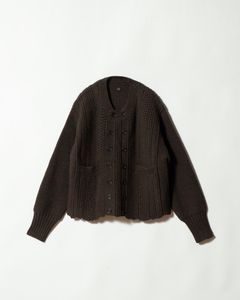 LOT.506 DB CARDIGAN SILK WOOL BROWN - TAIGA TAKAHASHI