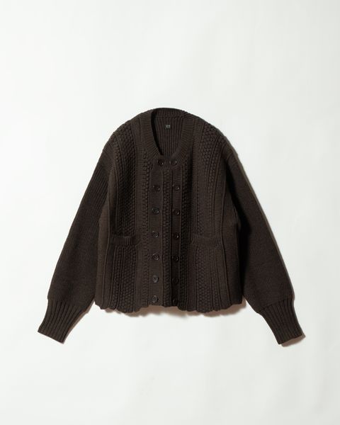 LOT.506 DB CARDIGAN SILK WOOL BROWN - TAIGA TAKAHASHI