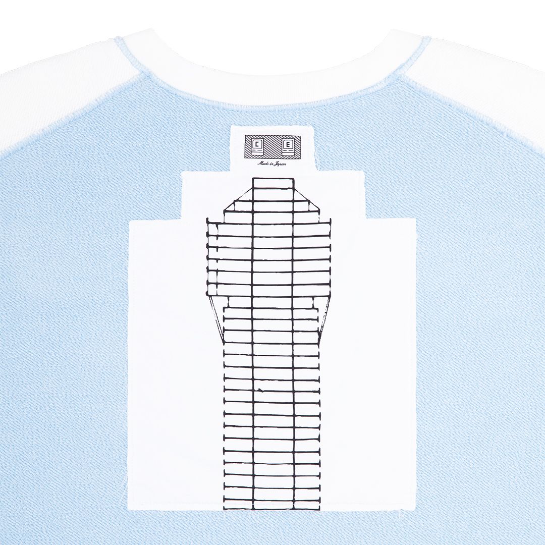 Panel Shoulder Crew Neck Blue