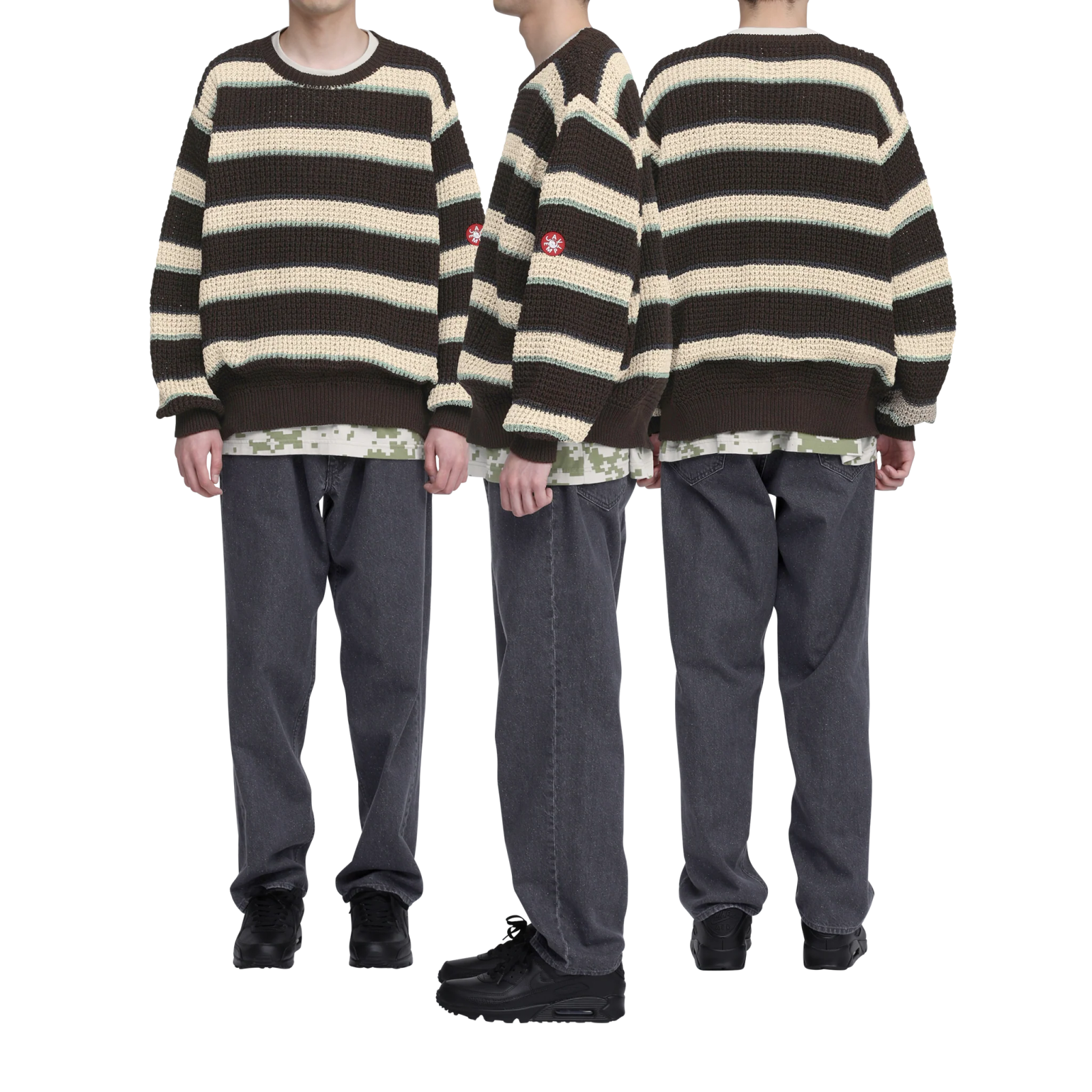 Stripe Loose Waffle Knit