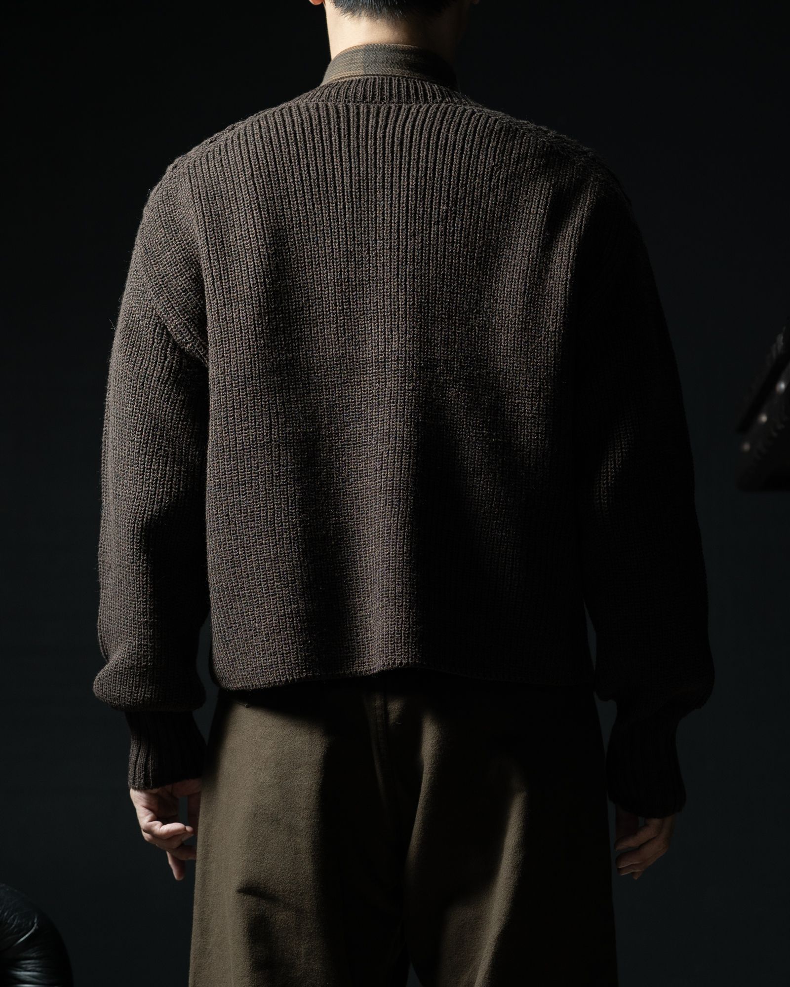 LOT.506 DB CARDIGAN SILK WOOL BROWN - TAIGA TAKAHASHI