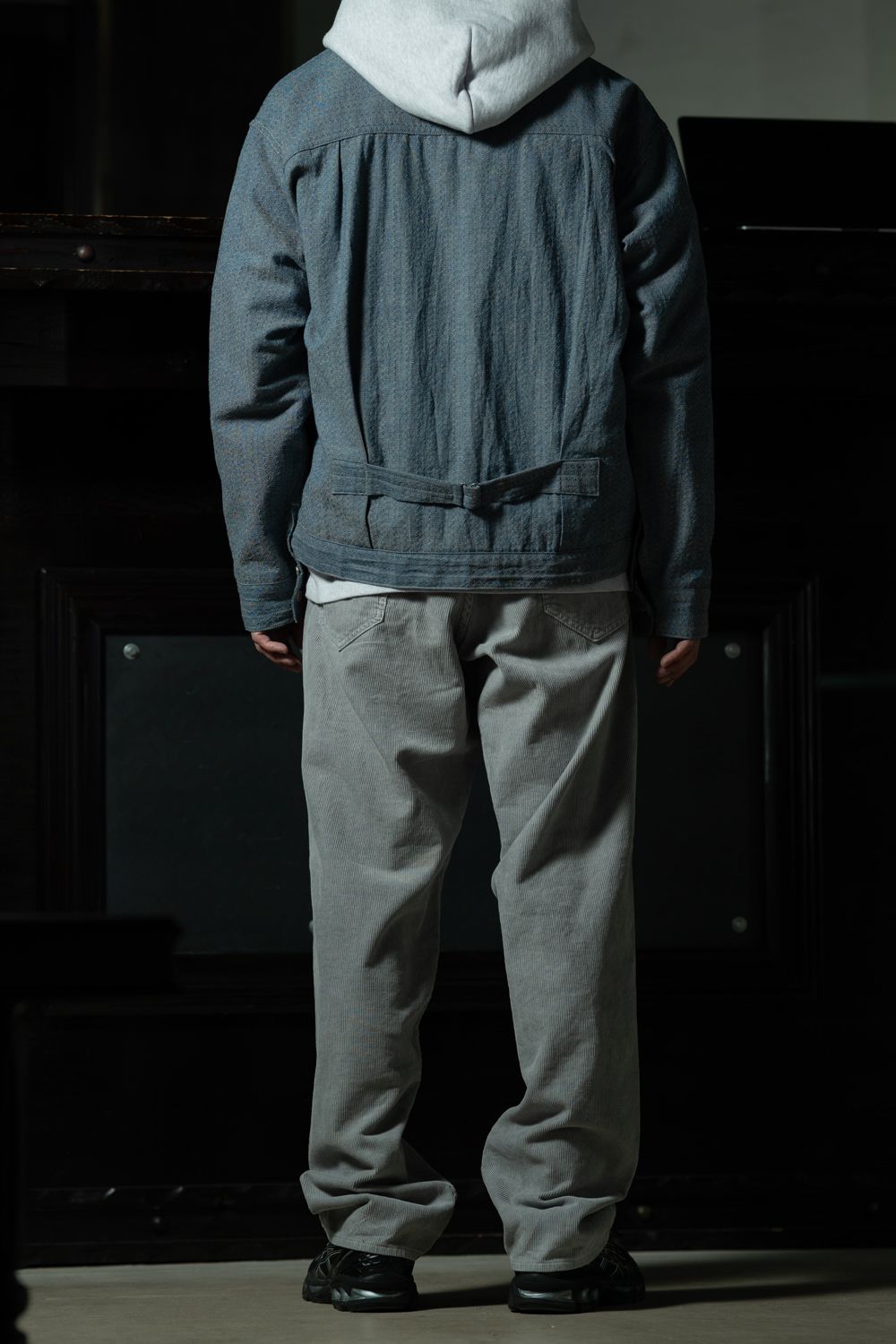 Indigo Craft — T.T Lot.309 Buckle-Backed Jacket × C.E AS TrackNAV HOODY × 1992 COLOUR CORDS GREY