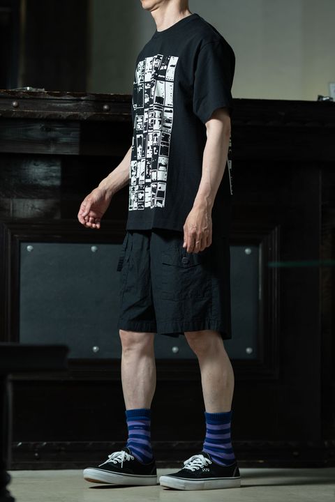 C.E MD Gui T × amachi. Field Work Shorts、黒T×黒ショーツで組む初夏のオールブラックコーデ