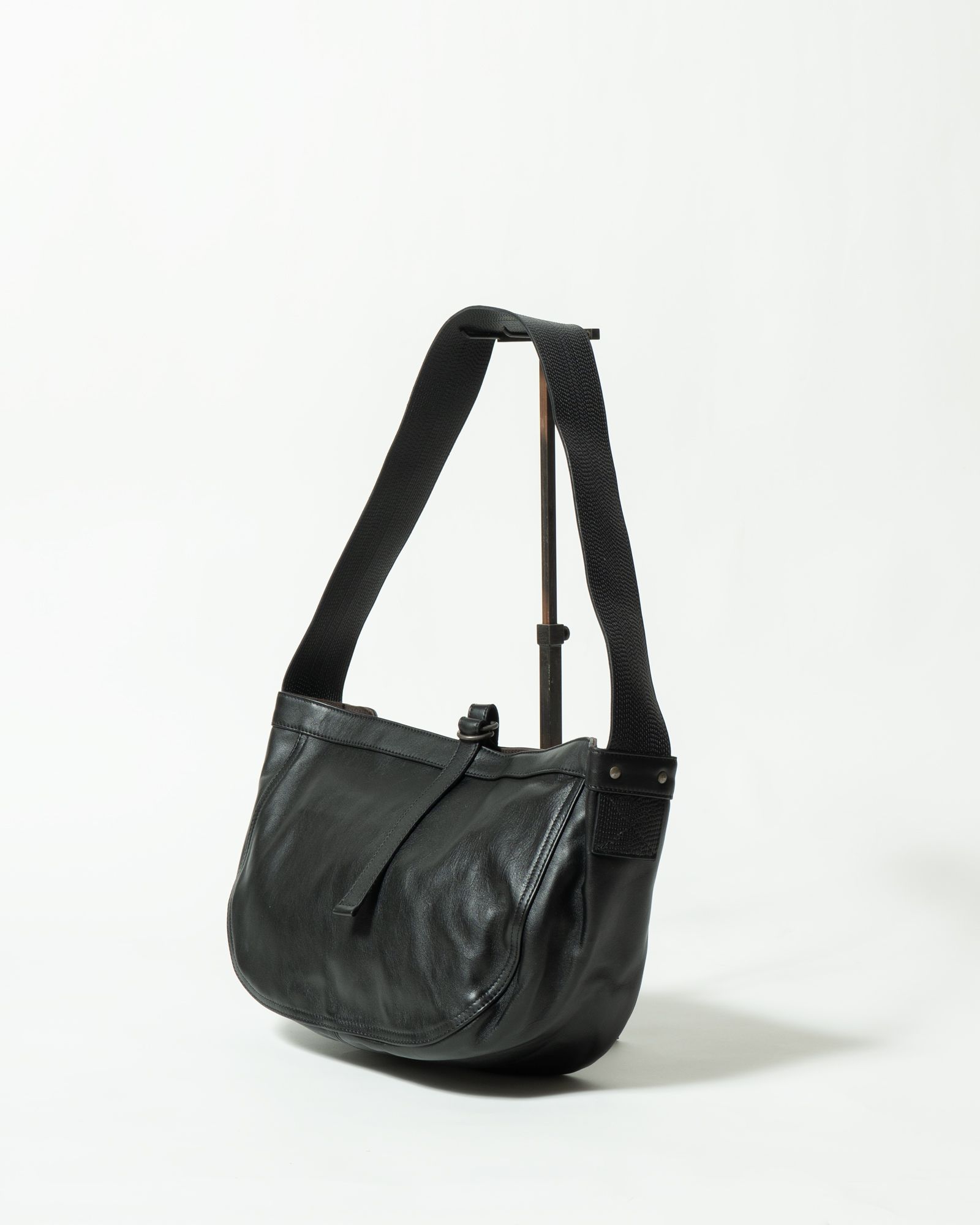 Lot.018 Newsboy Bag Small（Calf Leather Black） - TAIGA TAKAHASHI