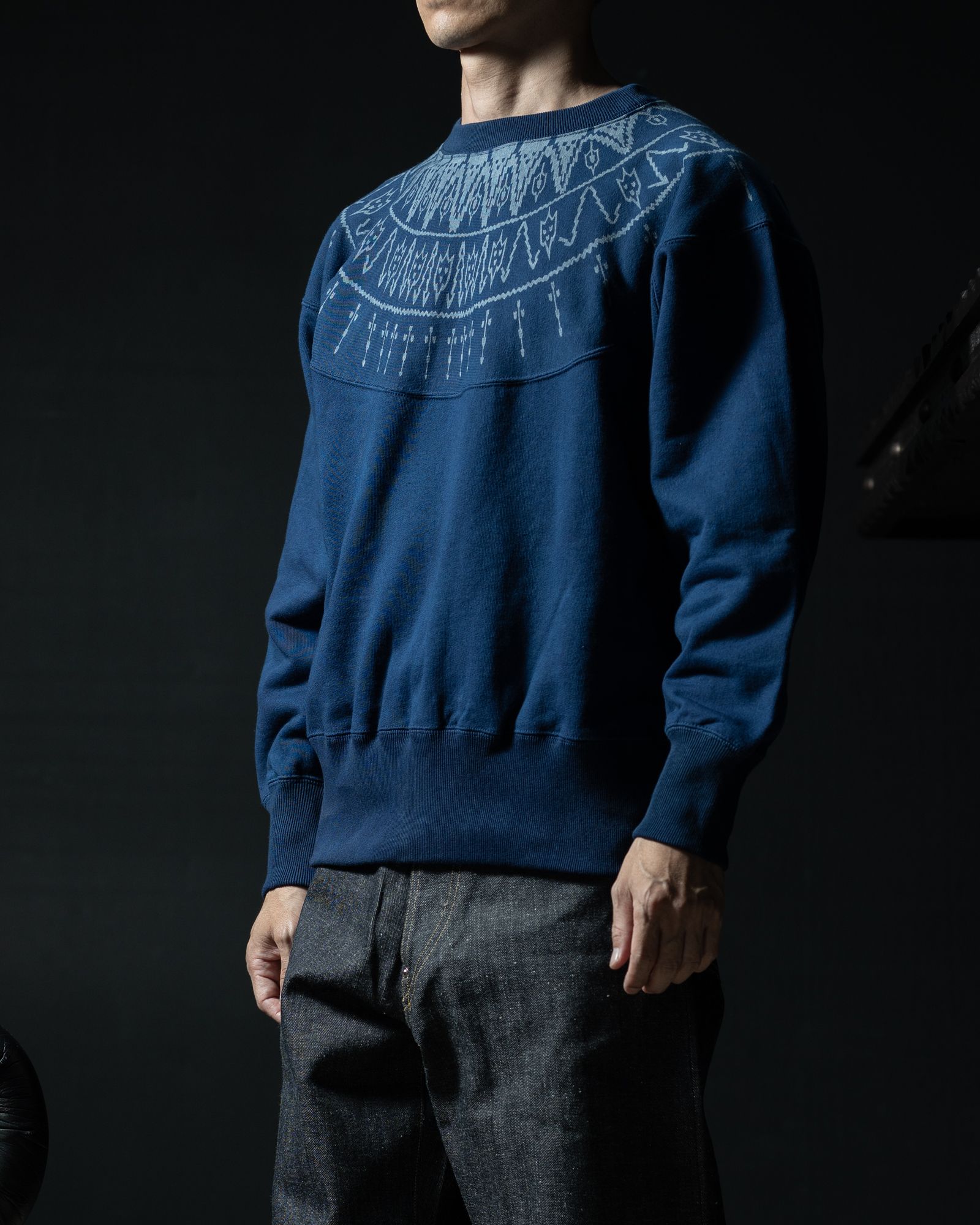 Lot. 624 NORDIC PATTERN SWEATSHIRT INDIGO - TAIGA TAKAHASHI