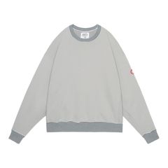 【ラスト1点（XL）】Stripe Rib Solid Crew Neck Khaki