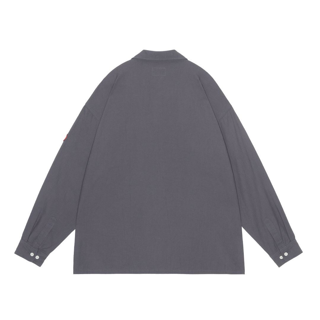 Coloured Cotton Twill Open Shirt Charcoal
