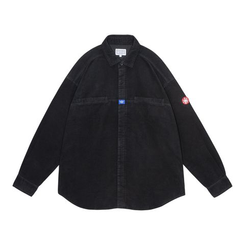 Brushed Cotton Design Big Shirt Black