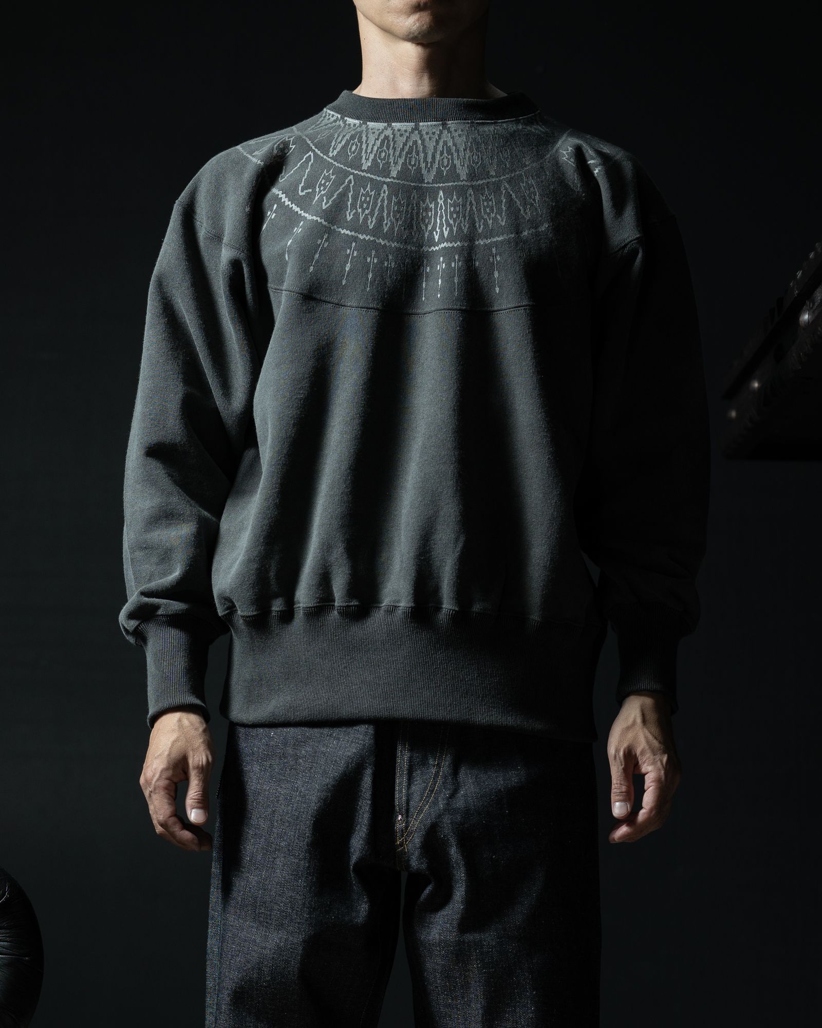 Lot. 624 NORDIC PATTERN SWEATSHIRT SUMI - TAIGA TAKAHASHI