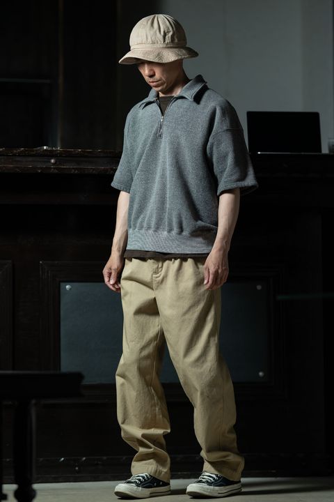 Natural Dye Stack — T.T Lot.621 Half Zip S/S Sweat Shirts × C.E Cotton Casual Two Tuck Pants