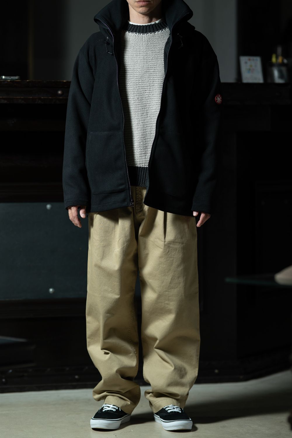 Fleece Zip Up × Cotton Knit Styling