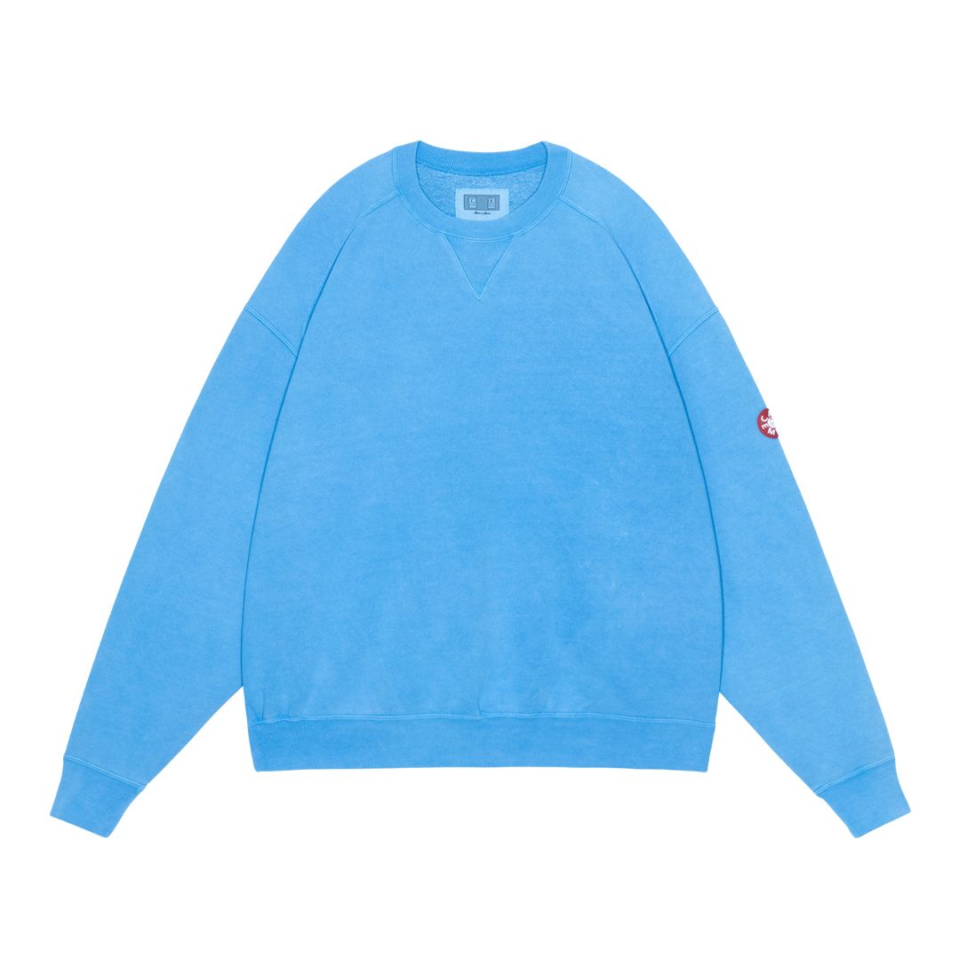 Overdye Panel Shoulder Crew Neck Blue