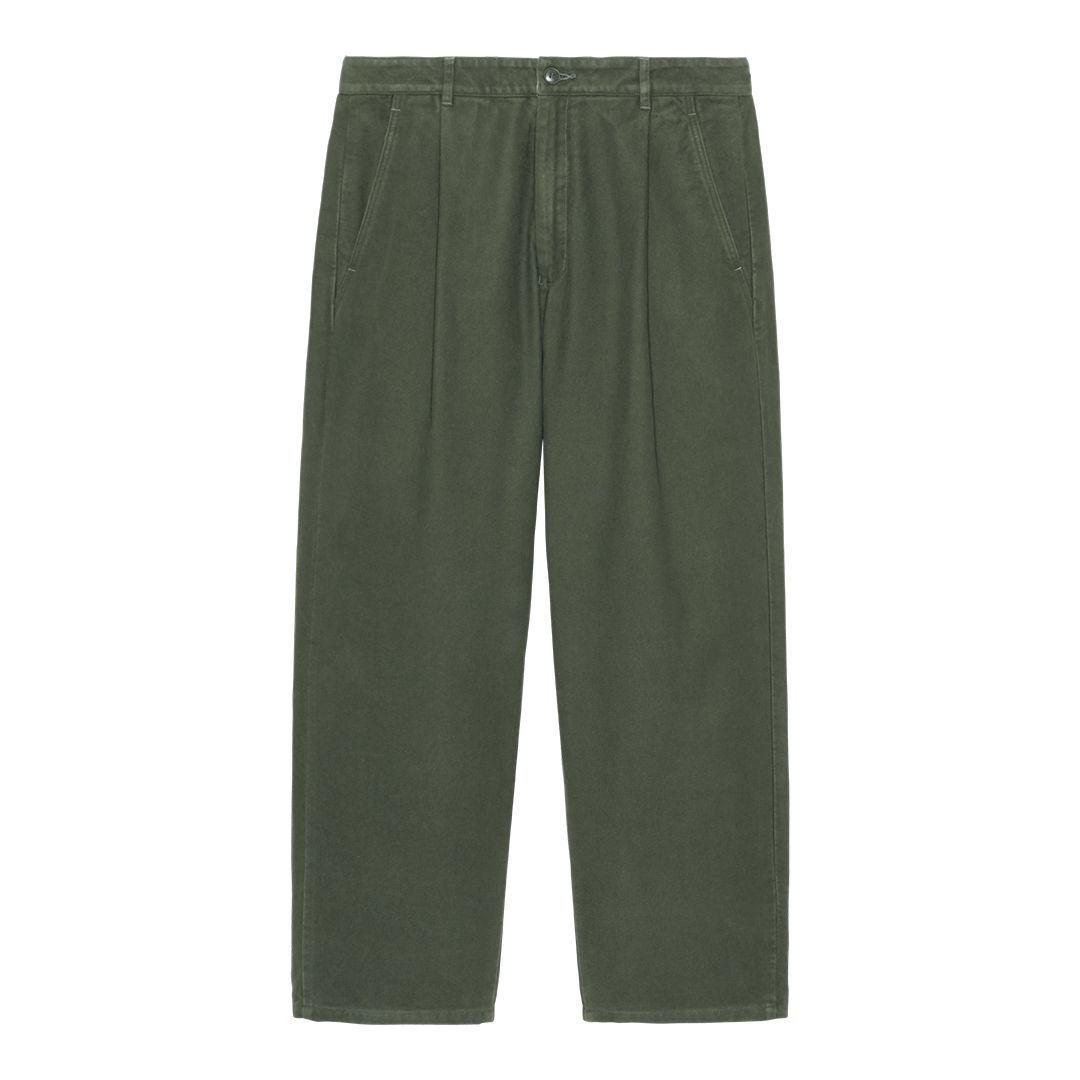 Brushed Soft Cotton One Tuck Pants Green