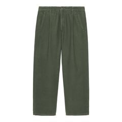 Brushed Soft Cotton One Tuck Pants Green