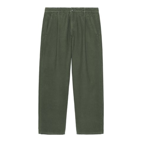 Brushed Soft Cotton One Tuck Pants Green