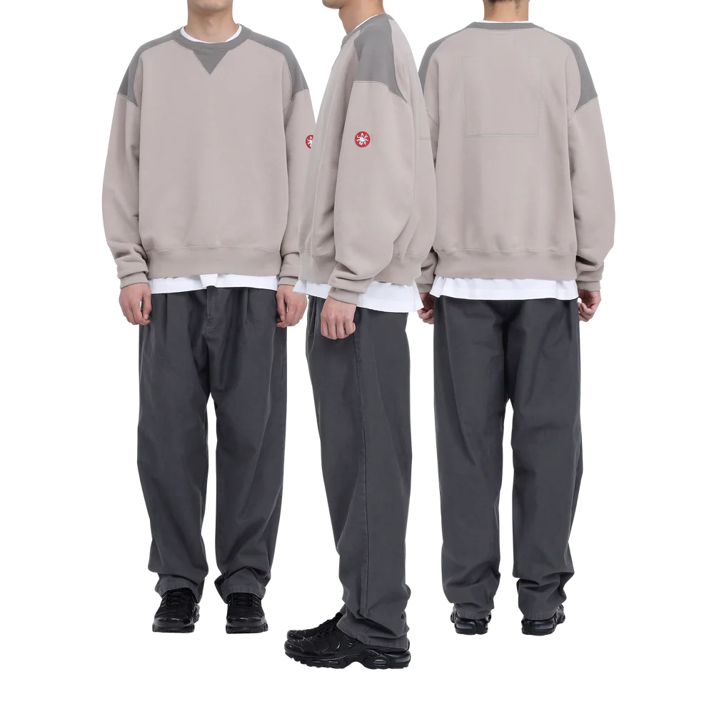 Panel Shoulder Crew Neck Beige