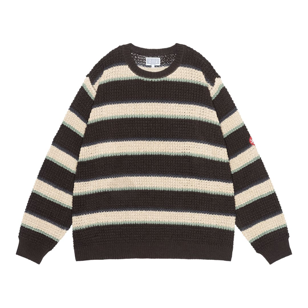 Stripe Loose Waffle Knit