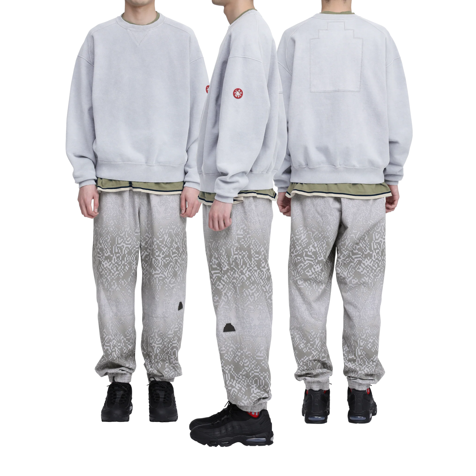 Overdye Panel Shoulder Crew Neck Grey