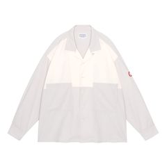 Coloured Cotton Twill Open Shirt Grey