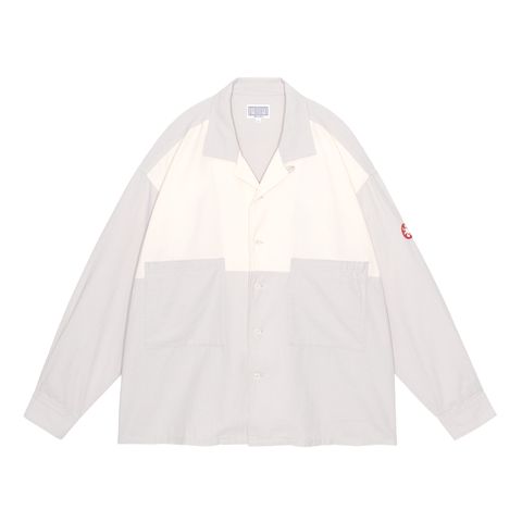 Coloured Cotton Twill Open Shirt Grey