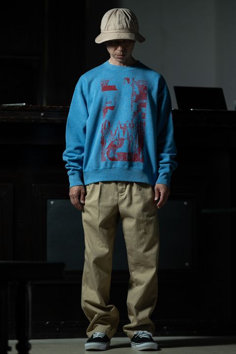 Blue Graphic × Military Hat — C.E OVERDYE MD PLain Speech CREW NECK