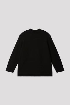 Garter Mockneck Long Sleeve Tee Shirt Black