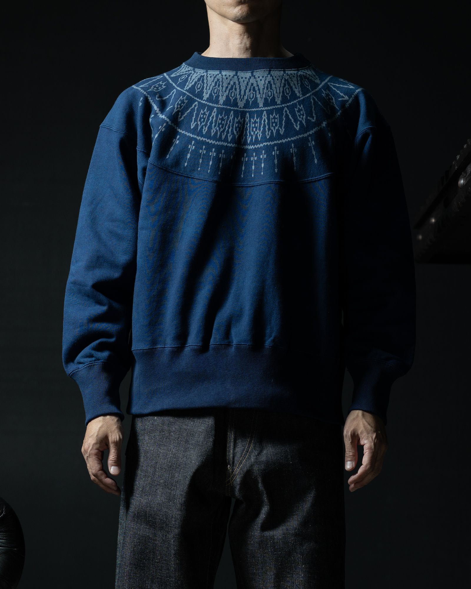Lot. 624 NORDIC PATTERN SWEATSHIRT INDIGO - TAIGA TAKAHASHI