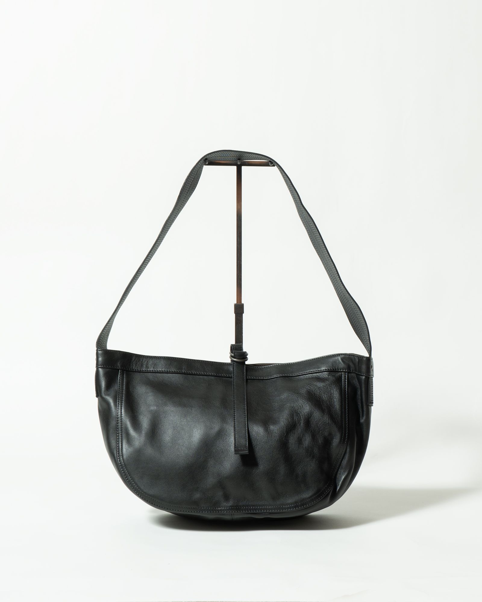 Lot.018 Newsboy Bag Small（Calf Leather Black） - TAIGA TAKAHASHI