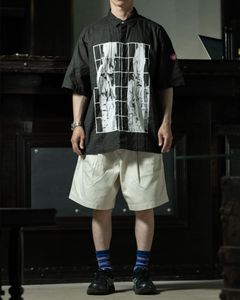 STYLE NO. 1139 C.E MD Guy Short Sleeve Shirt × Two Tuck Shorts Beige、ベージュツータックショーツで作る明るいコーデ