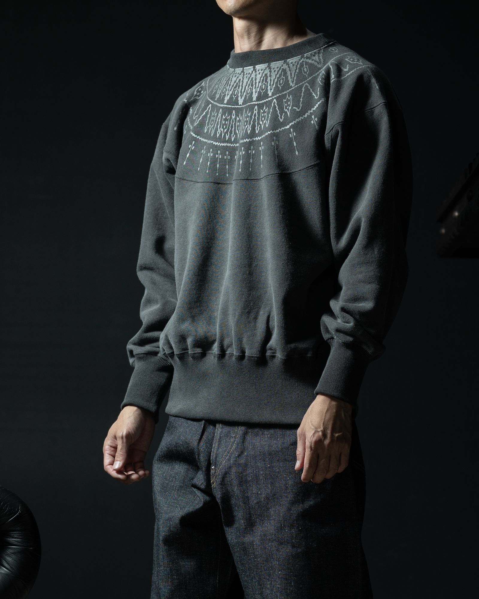 Lot. 624 NORDIC PATTERN SWEATSHIRT SUMI - TAIGA TAKAHASHI