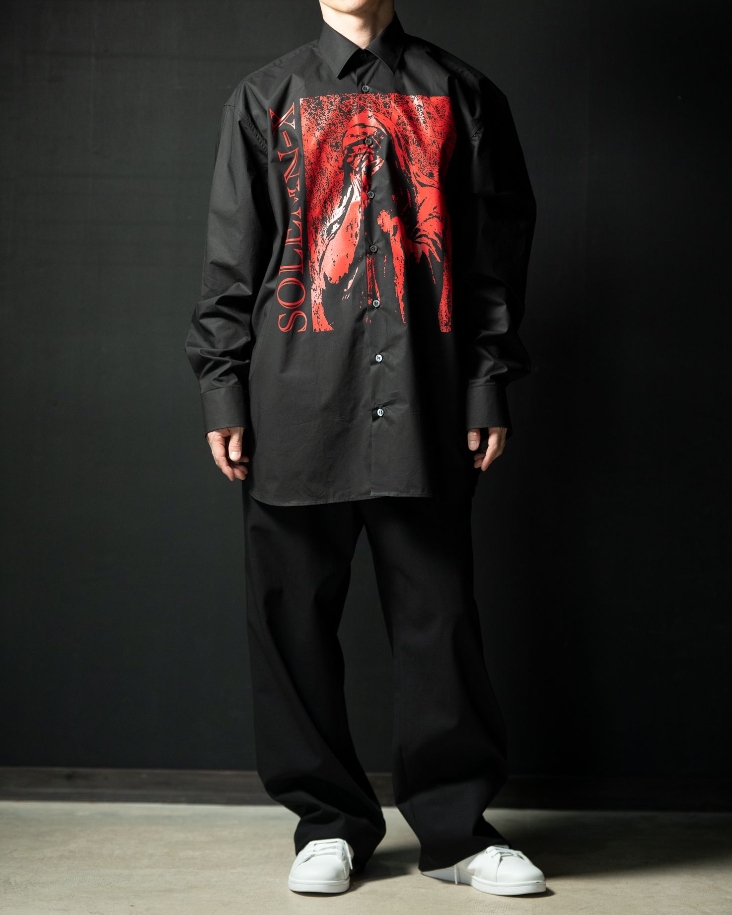 RAF SIMONS - Big fit shirt with printed Solemn-X | ALTERFATE