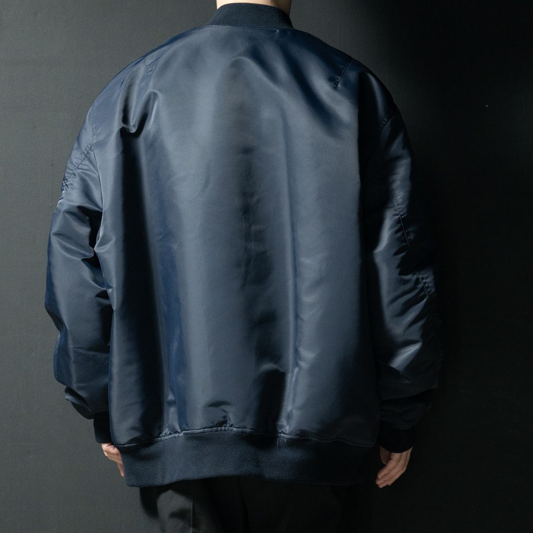 Classic bomber with leather patch Navy