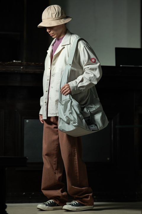 Kakishibu Layer — C.E Coloured Cotton Twill Open Shirt Grey × YOUTH OF THE WATER 柿渋染デニム