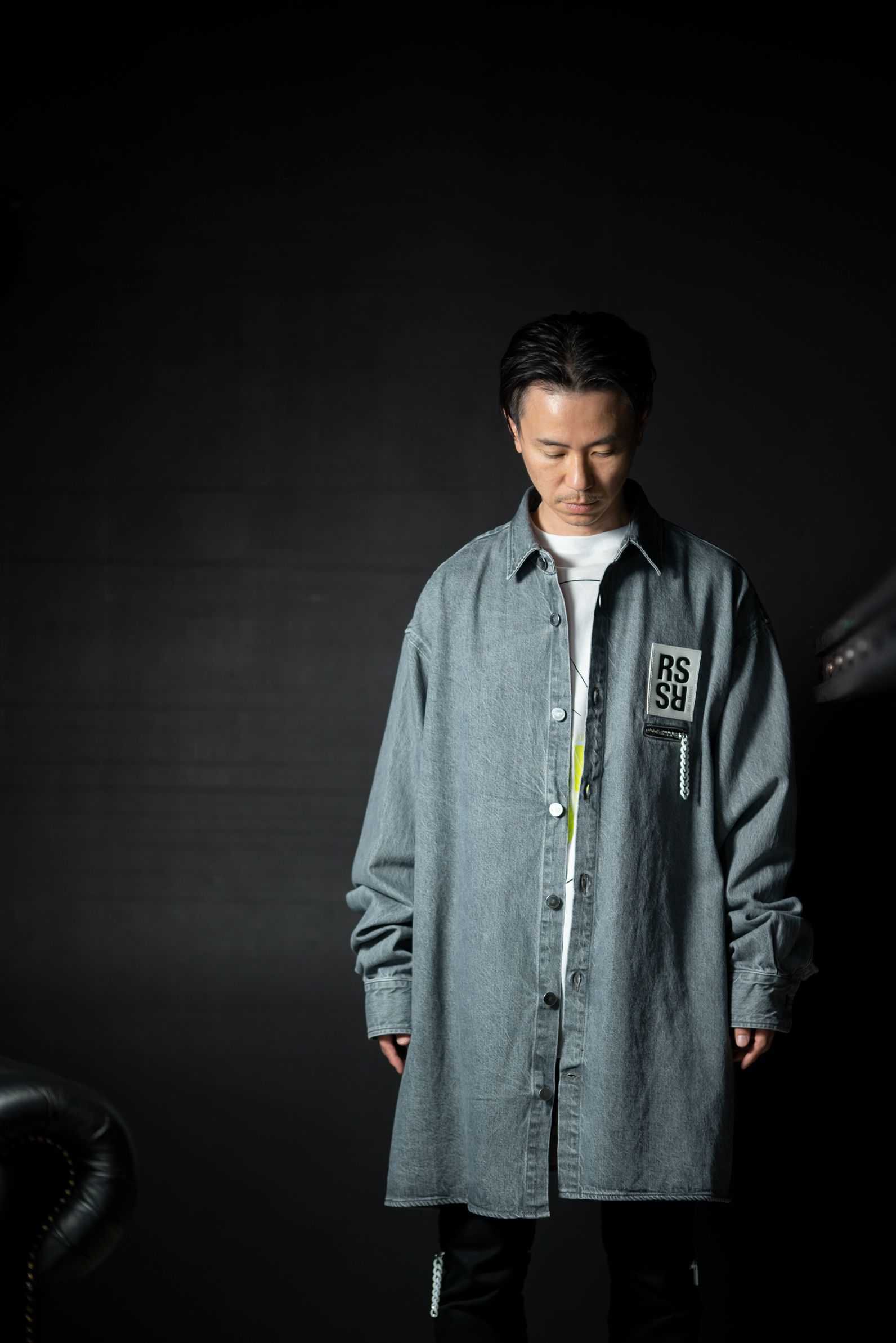 RAF SIMONS 18awオーバーサイズデニムシャツ GREY | gulatilaw.com