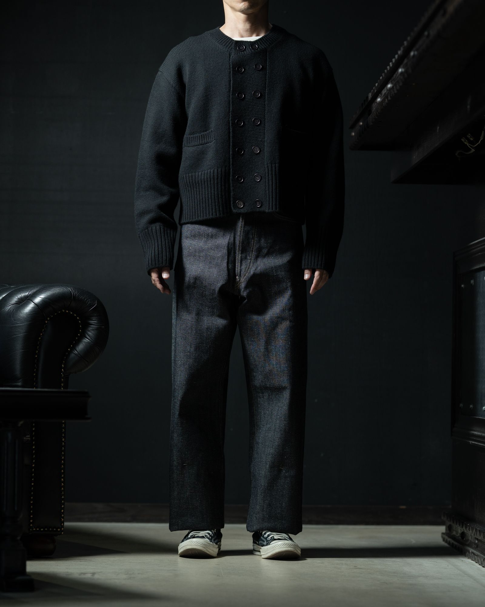 LOT.506 DB CARDIGAN CASHMERE WOOL BLACK - TAIGA TAKAHASHI