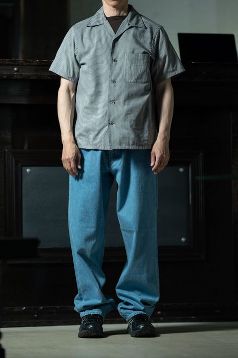 Akitasugi Blue × Washed Indigo — T.T Lot.113 Open Collar Shirt × C.E 1992 WASHED NEP DENIM