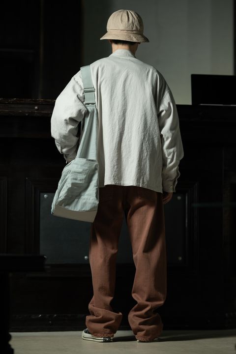 Kakishibu Layer — C.E Coloured Cotton Twill Open Shirt Grey × YOUTH OF THE WATER 柿渋染デニム
