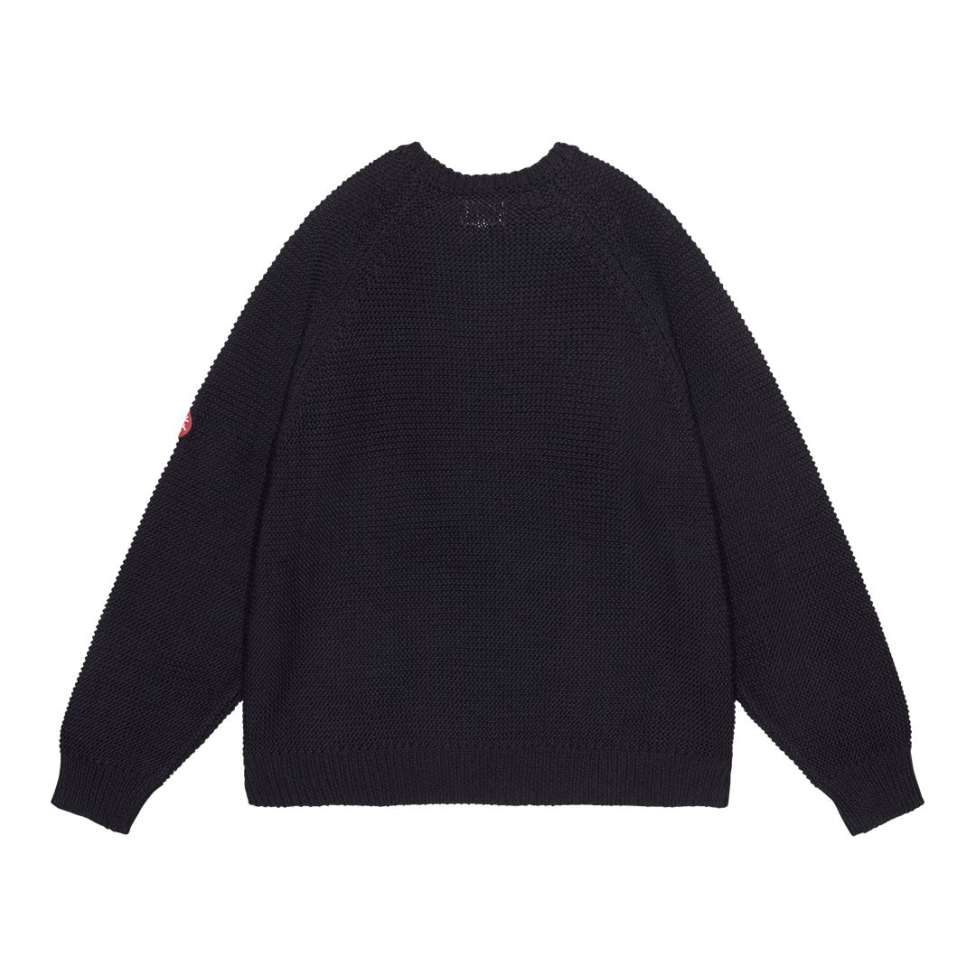 Raglan Sleeve Cotton Knit Black