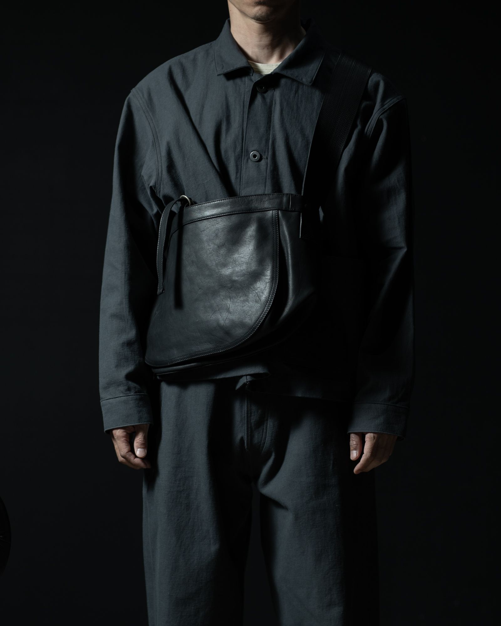 Lot.018 Newsboy Bag Horse Leather Small Black - TAIGA TAKAHASHI