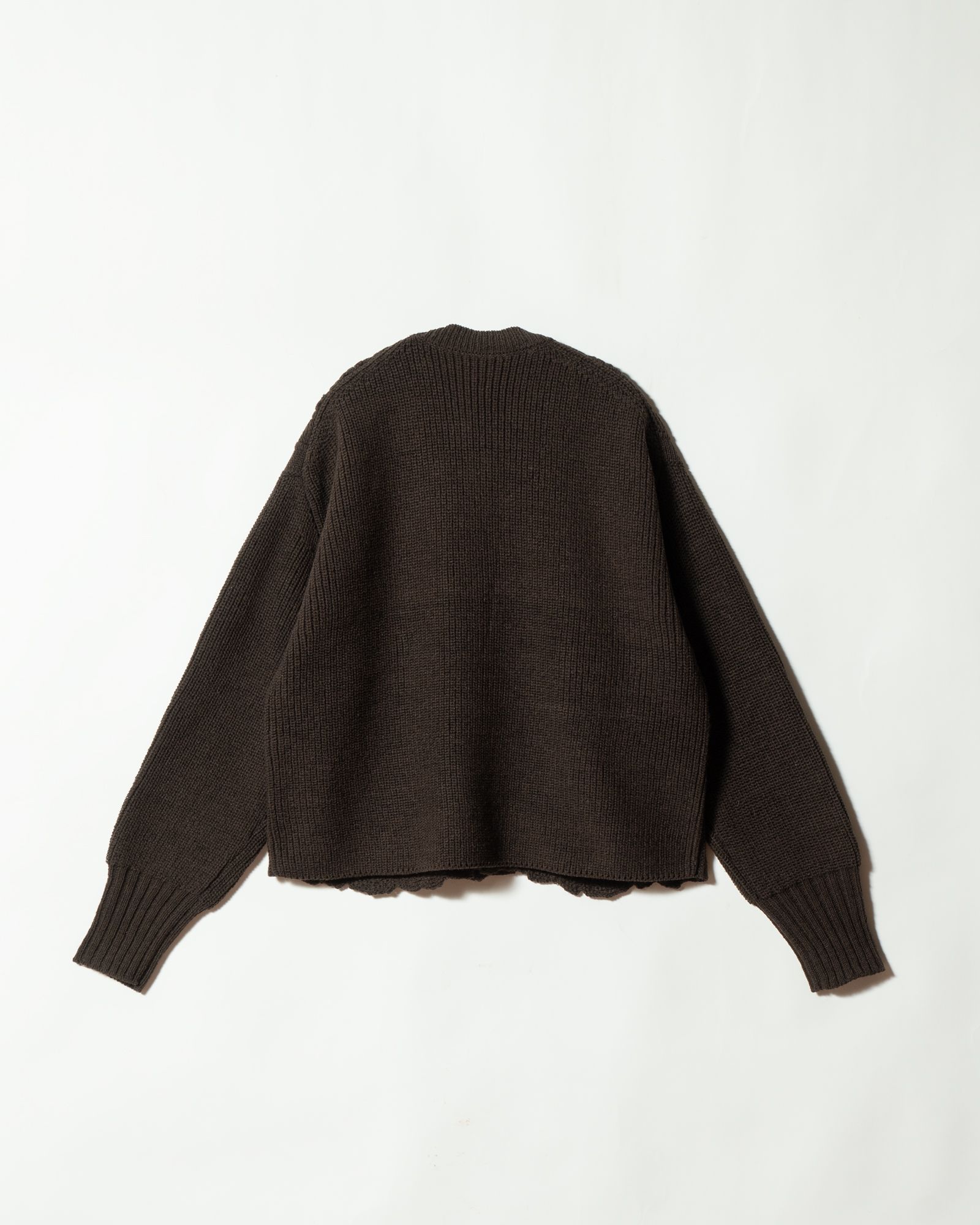 LOT.506 DB CARDIGAN SILK WOOL BROWN - TAIGA TAKAHASHI