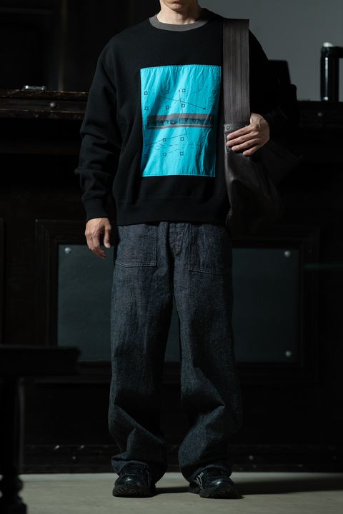 C.E AS MCCO Crew Neck × T.T M-35 Denim — グラフィックとワークデニムが交差するインダストリアルスタイル