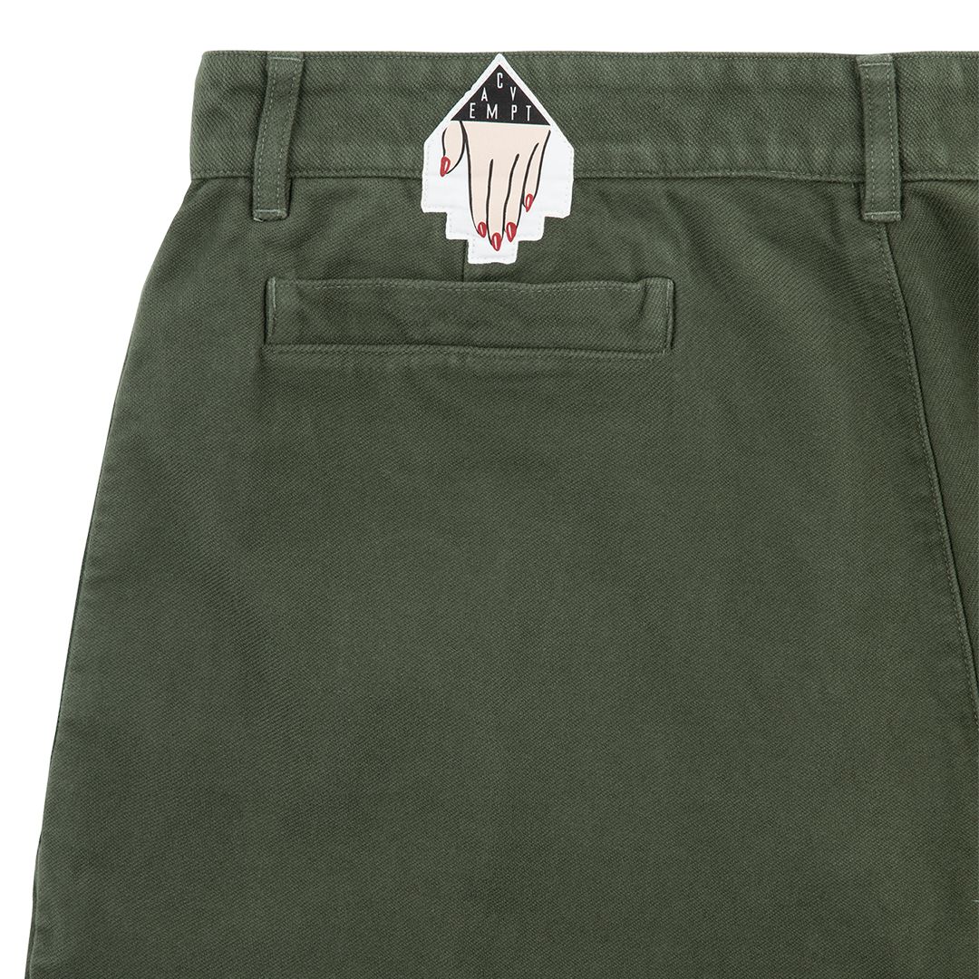 Brushed Soft Cotton One Tuck Pants Green