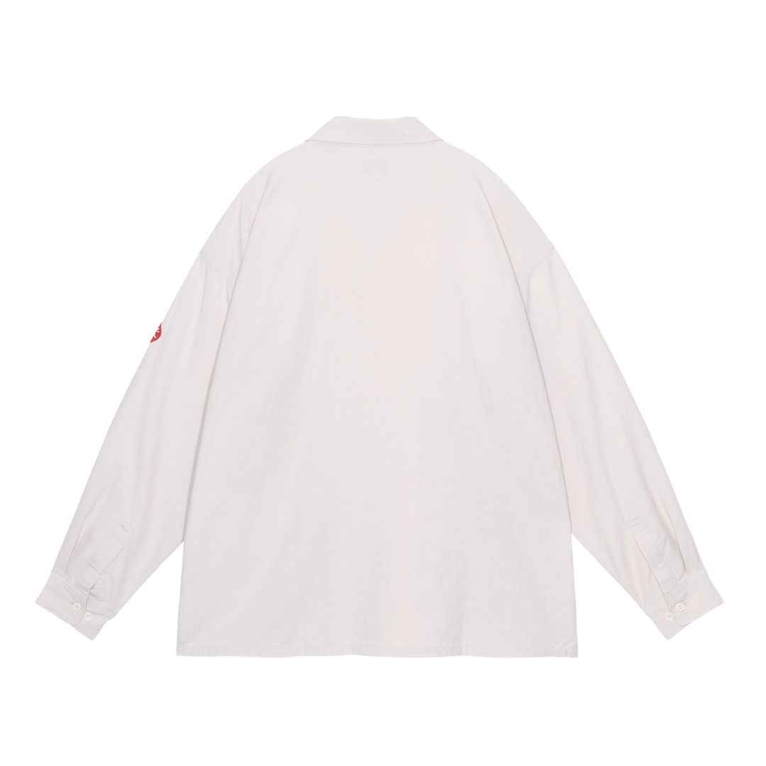 Coloured Cotton Twill Open Shirt Grey